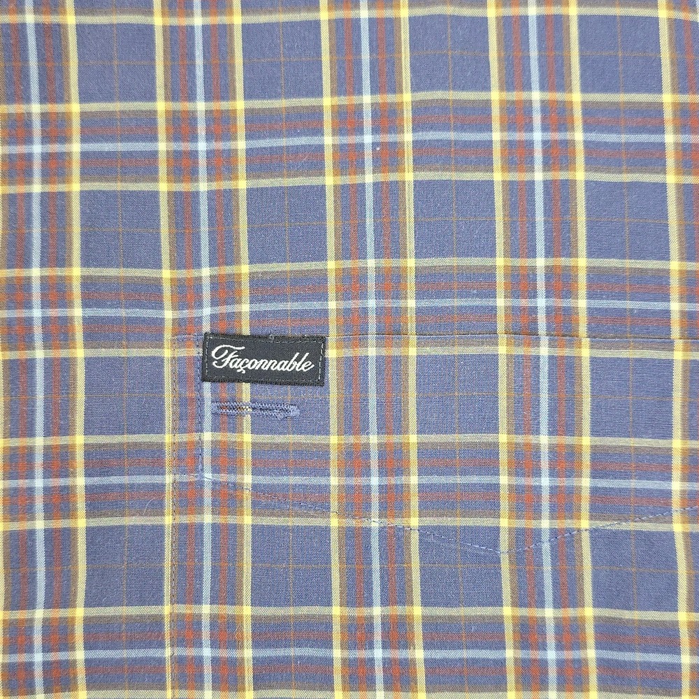 Vintage Façonnable Button-Down Shirt XL Plaid Made in‎ Malaysia 100% Cotton - Picture 6 of 9